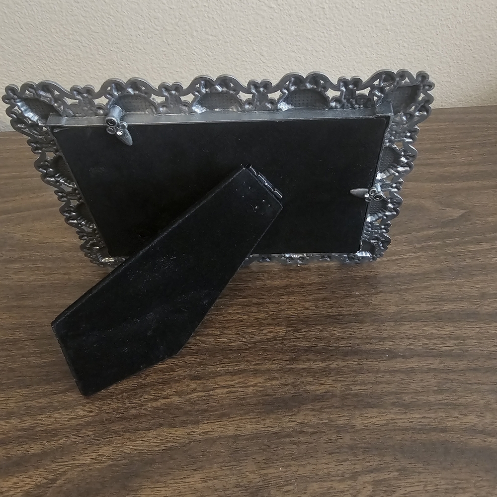 6 X 7.5 Dark Gray & Amber-Color Rhinestone Photo Frame - Picture 2 of 3